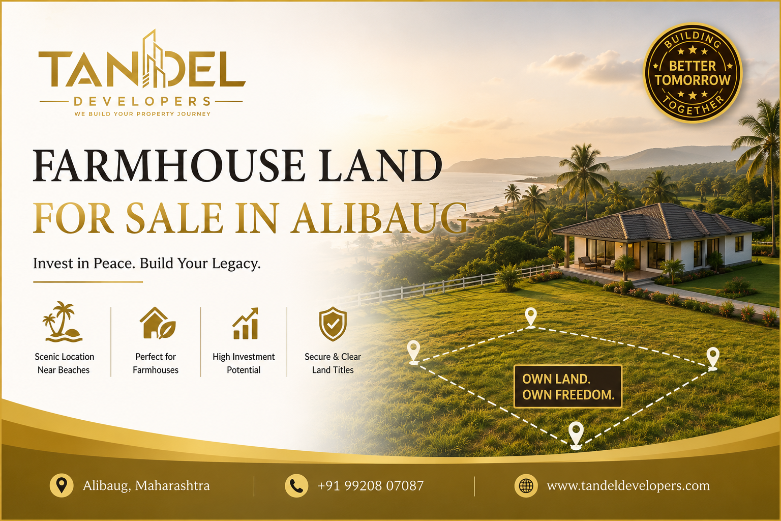 NA Plots in Alibaug – Smart Investment Opportunity | Tandel Developers Premium NA plots in Alibaug by Tandel Developers featuring legally approved investment land, scenic coastal surroundings, and high-growth real estate opportunities.