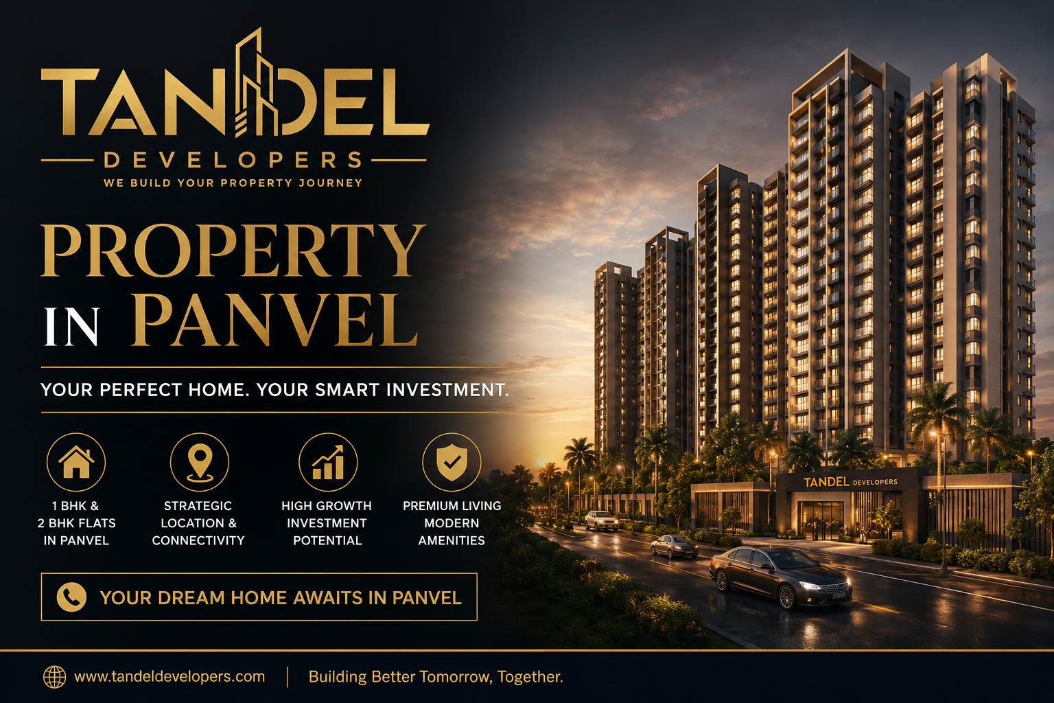 Property in Panvel featuring premium 1 BHK and 2 BHK flats by Tandel Developers.