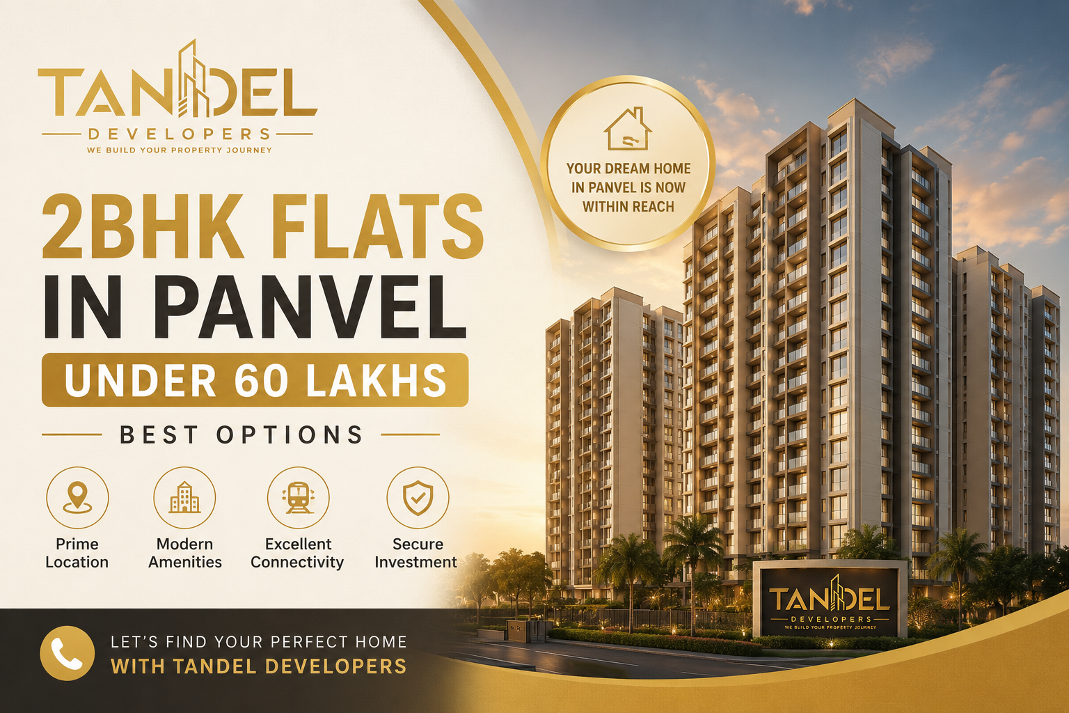Premium 2BHK flats in Panvel under 60 lakhs by Tandel Developers featuring modern apartments, excellent connectivity, and affordable homes in Panvel.